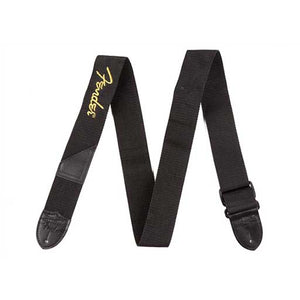 Fender 2inch Black Poly Strap, Black w/ Yellow Fender Logo