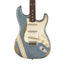 Fender Custom Shop Greg Fessler MB 1965 Stratocaster Relic Solid Body Electric Guitar, Blue Ice Metallic w/ Olympic White Competition Stripes